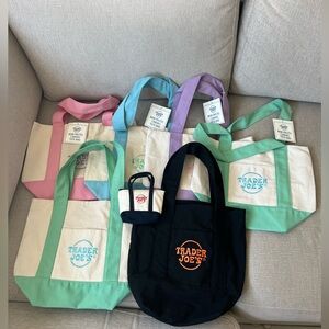 6 mini Trader Joe’s totes + 1 micro tote